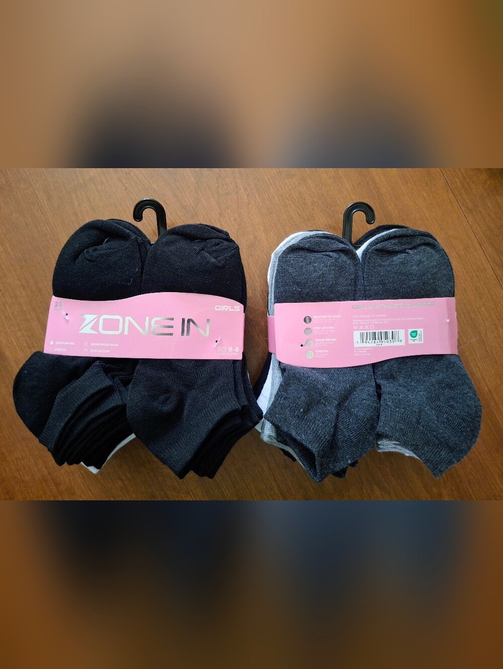 🧦BUY 1 GET 1 FREE! 2 NEW SETS OF GIRLS/LADIES "ZONE IN" ATHLETIC SOCKS Sz. 4-8